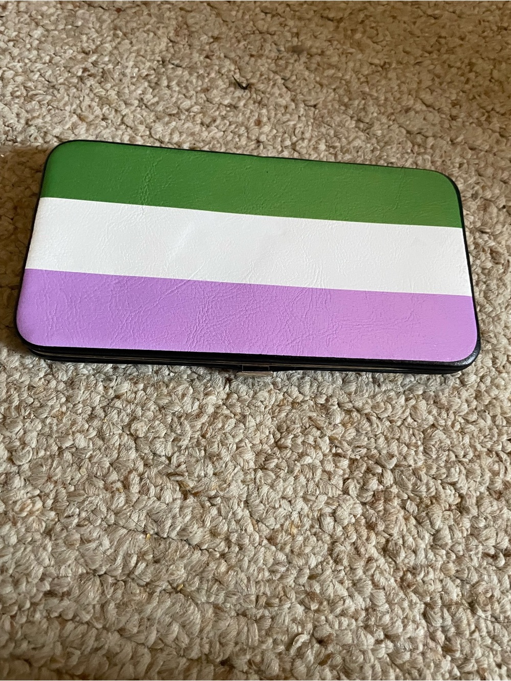 Buckle-Down Lavender, White & Green Striped Wristlet Clutch